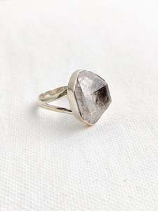 One Off Sterling Silver: Herkimer Diamond Sterling Silver Rough Crystal Ring - Size 10