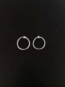 Nose Studs: 10mm Silver Hoops with Ball - Single