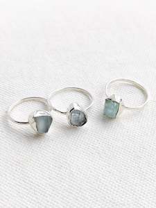 Rough Aquamarine Sterling Silver Rings