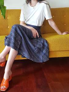 Skirts: Heavy Cotton Striped Wrap Skirt