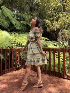 Dresses: Meadow Dress - Olive and Yellow