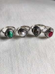 Moonstone Pieces: Large Stone Boho Flower Traditional Ring