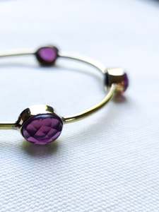 Amethyst Pieces: Brass and Stone Bangle