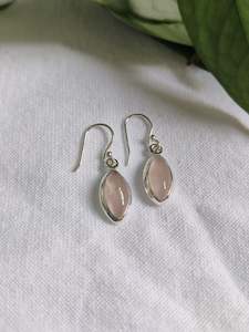 Silver Rose Quartz Earrings