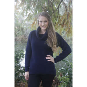 Products: Lothlorian Merino - Possum Curved Hem Cowl Neck Jumper
