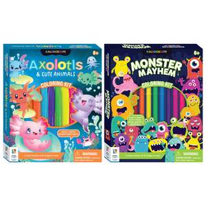 New: Kaleidoscope colouring Kit Twin Pack Axolotls & Monsters