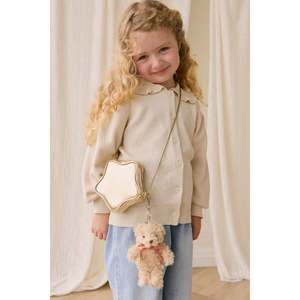 6 Year Old: Snuggle Bunnies - Arthur the Bear Key Charm - With Red Stripe Ribbon Bow 15cm