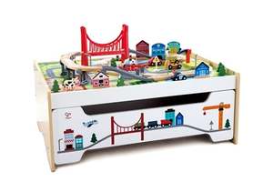 All Ages: Hape Play Essentials 75pc Railway Storage Table