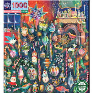 eeBoo 1000pc Puzzle Holiday Ornaments Sq