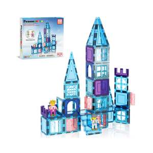 3 Year Old: Picasso Tiles - Magentic Building Tiles - Ice Winter Theme with 2 Characters 72 pc