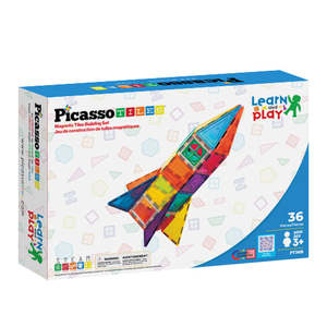 3 Year Old: Picasso Tiles - Magnetic Building Blocks - Rocket with window and door 36pc