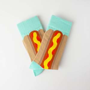 Mens Mid Calf Socks: New York Hot Dog Socks