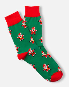 Mens Mid Calf Socks: Santa Brick Socks