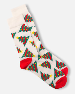 White Christmas Tree Socks