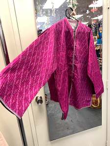 Handcrafted Reversible Waist length Quilting Kantha Coat # 4455677