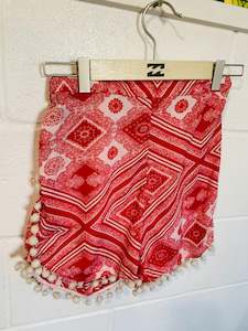Boho Shorts: Bohemian style handcrafted pom pom short # 3442