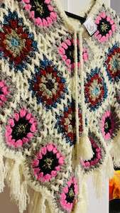 Boho handcrafted Crochet poncho #33