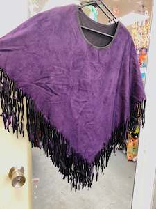 Boho Tops: Bohemian style handcrafted Faux Suede Poncho # 77121