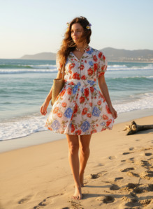 BOHEMIAN STYLE HANDCRAFTED COTTON SHORT DRESS #610