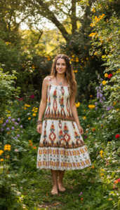Bohemian style handcrafted dress #DRE4649