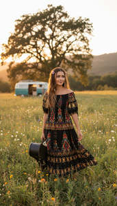 Bohemian style handcrafted dress #DRE4650