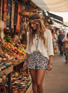 Bohemian style handcrafted Georgette shorts # 4494