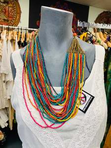 BOHEMIAN STYLE HANDCRAFTED RAINBOW BEADS NECKLACE #NECK26