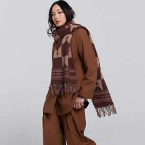 Mothers Day: Monogram Jacquard Scarf - Mahogany + Tan