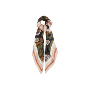 Woodblock Floral Classic Scarf - Black