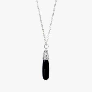 Cathy Pope Jewellery: Nostalgia Black Onyx Necklace - Silver