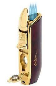 Lighters: Jobon Cigar Cigarette Butane Lighter with Cigar Punch In Triple Torch