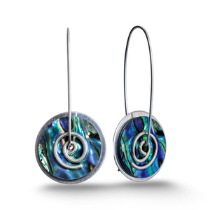 Products: Paua Silver Spiral Drop Earrings Large