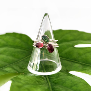 Products: Tourmaline Rings Silver Set of 3 Rings Size L
