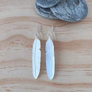 Products: Large Seagull Feather Earrings Silver