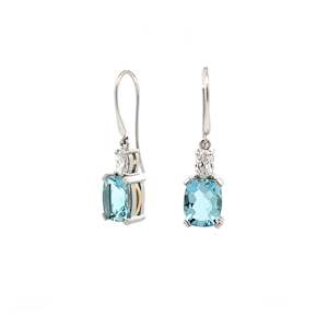 Aquamarine and Diamond Drop Earrings in Platinum | 3.98ctw