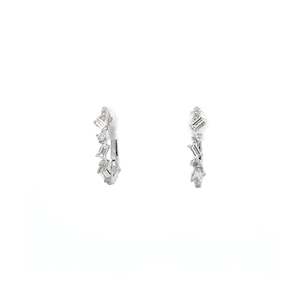 Studs Earrings: Baguette and Brilliant Cut Diamond Hoop Earrings in White Gold | 0.34ctw