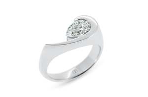 Inspired Collection: Patai: Pear Cut Diamond Solitaire Ring
