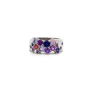 Sapphire Cluster Ring in White Gold | 1.47ctw