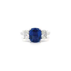 Inspiration Gallery: Ceylon Blue Sapphire and Diamond Three Stone Ring in Platinum | 2.12ct