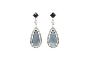 Inspiration Gallery: Tourmaline and Diamond Halo Drop Earrings in White Gold | 40.58ctw
