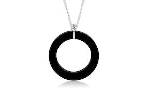 Inspiration Gallery: Exclamation: Floeting® Diamond and Black Jade Circle Pendant in Platinum | 0.26ct