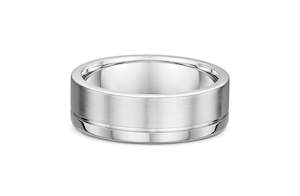 Mens Wedding Rings: Flat Profile Band with Polished Edge in Platinum