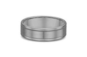 Mens Wedding Rings: Ledged Band with Brush Inlay in Titanium