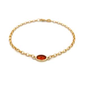 Cabochon Cut Orange Sapphire Belcher Bracelet in Yellow Gold | 1.43ct