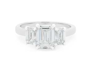 Three Stone Engagement Rings: Harmony: Emerald Cut Diamond Three Stone Ring