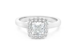 Halo Engagement Rings: Luminous: Cushion Cut Diamond Halo Ring