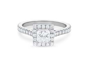 Halo Engagement Rings: Adorn: Princess Cut Diamond Halo Ring
