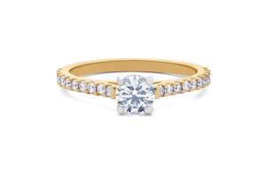 Diamond Set Band Engagement Rings: Belle: Brilliant Cut Diamond Solitaire Ring