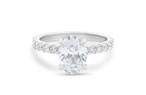 Diamond Set Band Engagement Rings: Honour: Oval Cut Diamond Solitaire Ring