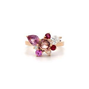 Sapphire Engagement Rings: Rosebud: Sapphire Ruby and Diamond Cluster Ring in Rose Gold | 2.60ctw